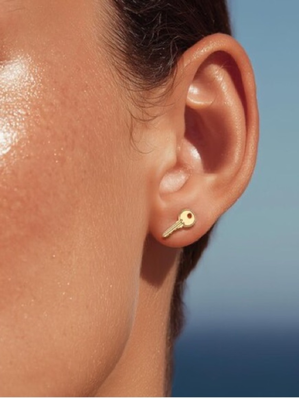 Tiny Key Stud Earring - Gold Tone 1 qty